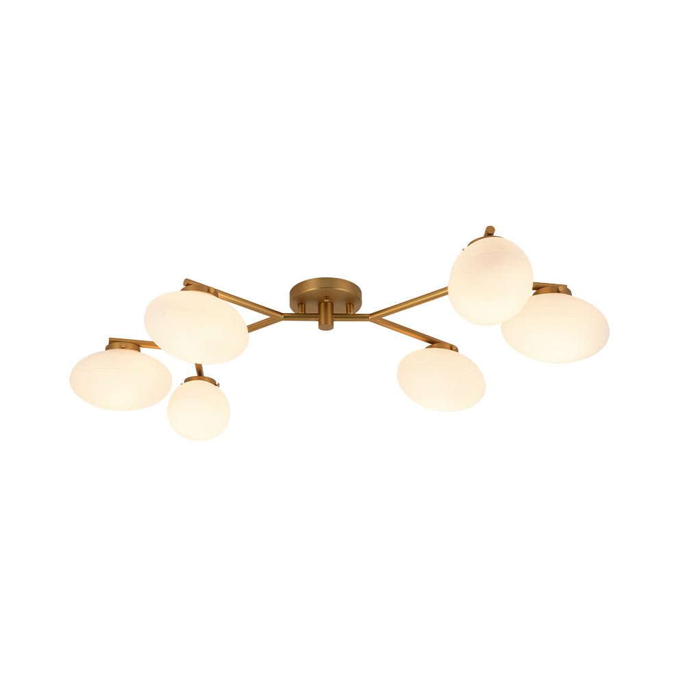 6-Light Branch Frosted Glass Egg Semi Flush Chandelier