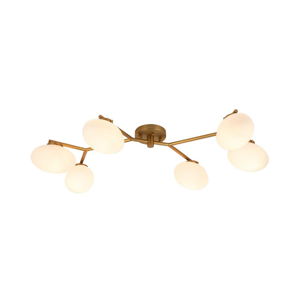 6-Light Branch Frosted Glass Egg Semi Flush Chandelier