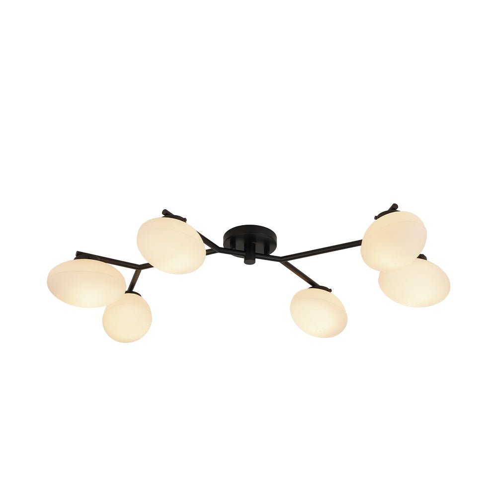 6-Light Branch Frosted Glass Egg Semi Flush Chandelier