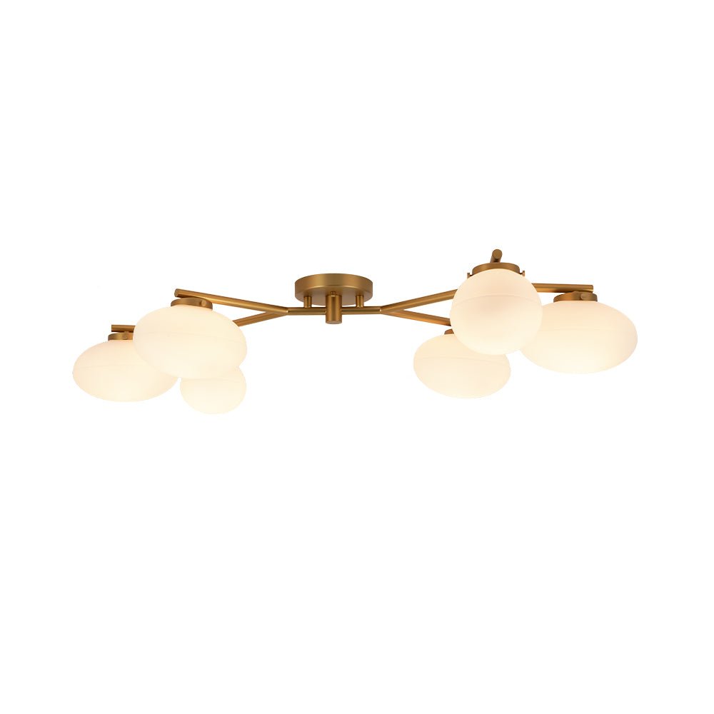 6-Light Branch Frosted Glass Egg Semi Flush Chandelier