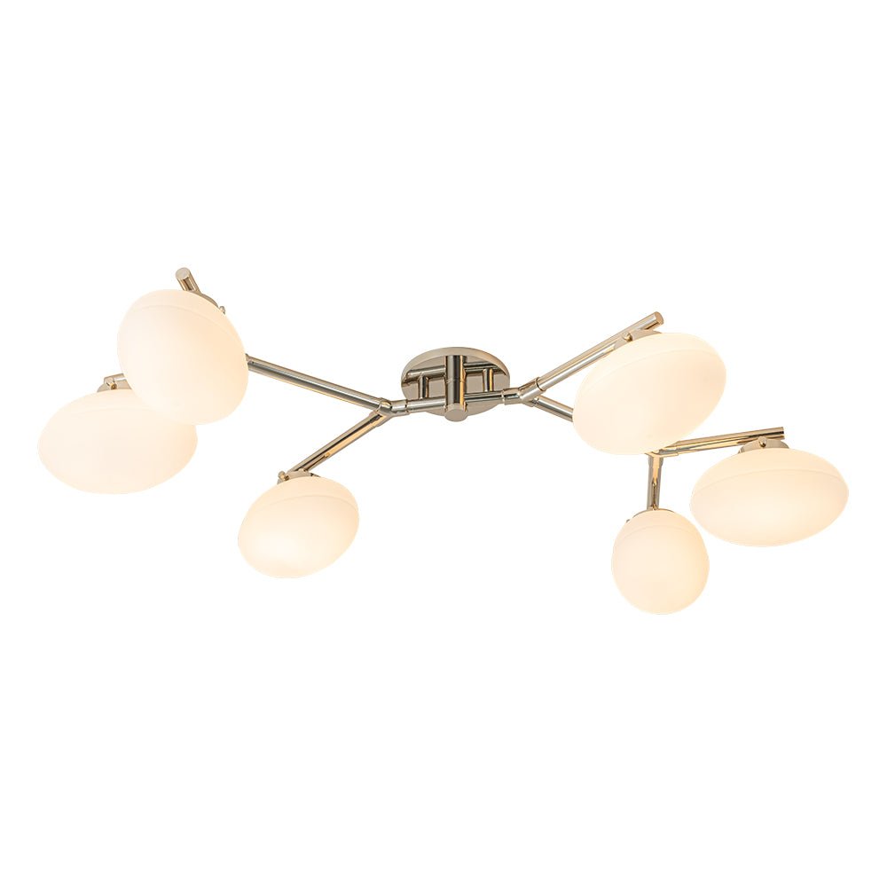 6-Light Branch Frosted Glass Egg Semi Flush Chandelier