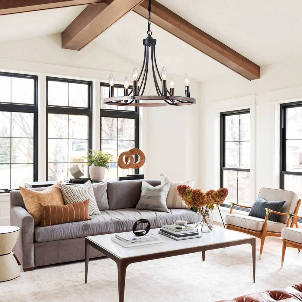 6-Light Farmhouse Wagon Wheel Chandelier