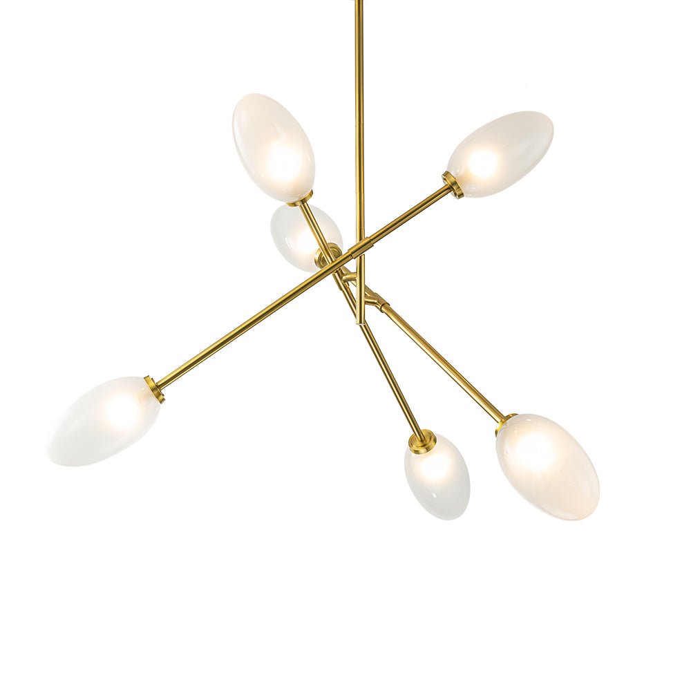 6-Light Frosted Glass Egg Adjustable Sputnik Ceiling Light