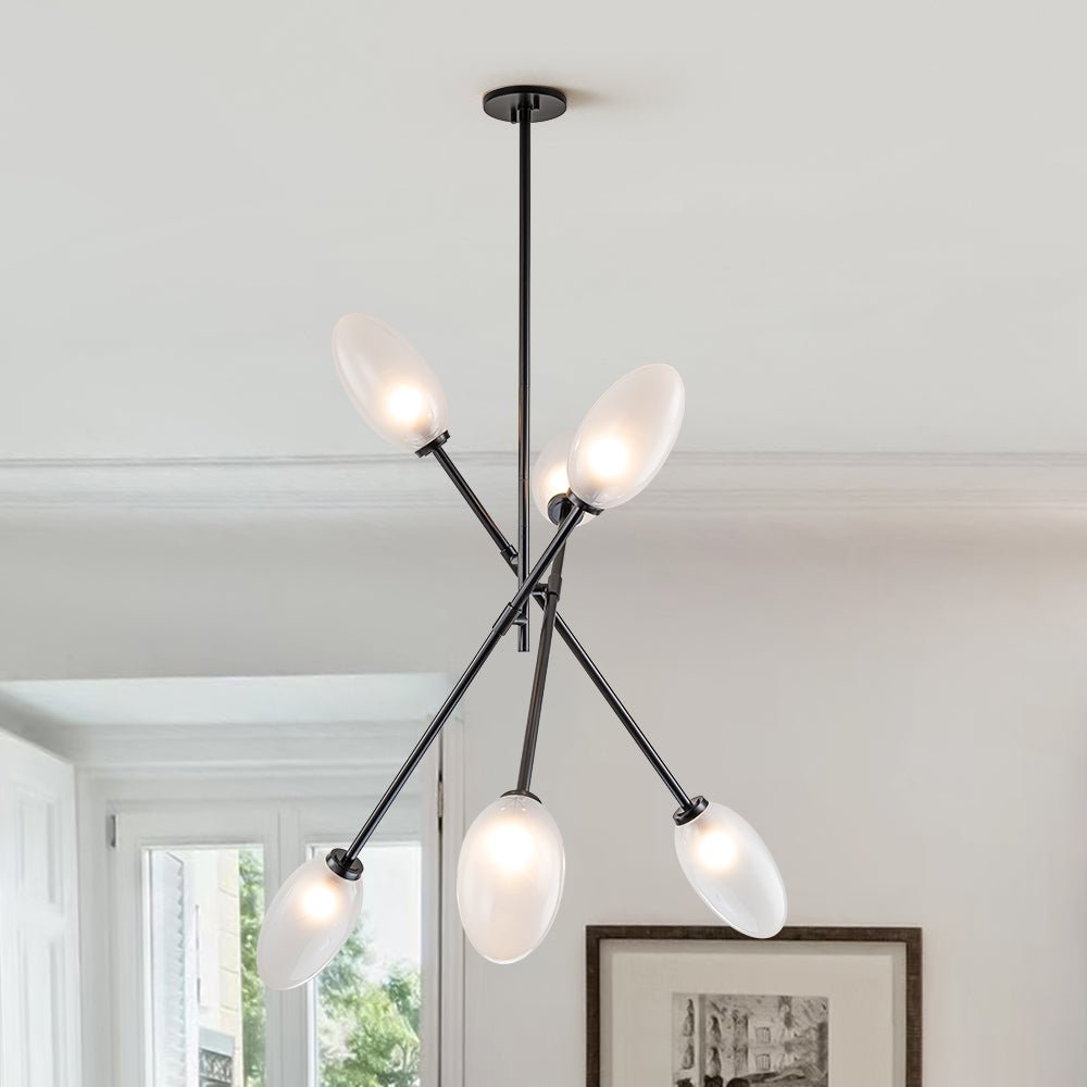 6-Light Frosted Glass Egg Adjustable Sputnik Ceiling Light