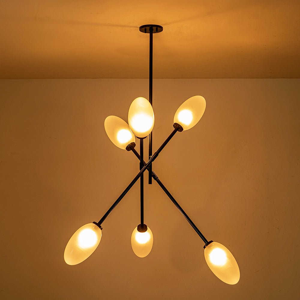 6-Light Frosted Glass Egg Adjustable Sputnik Ceiling Light