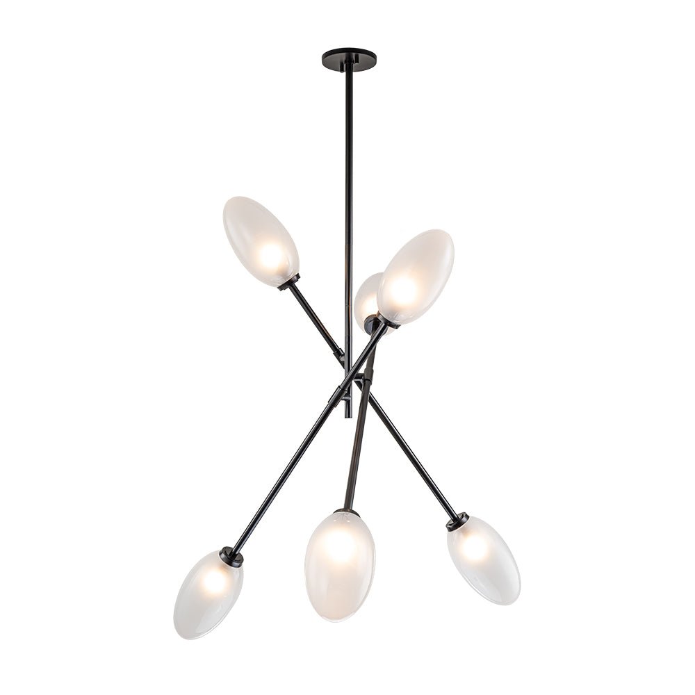 6-Light Frosted Glass Egg Adjustable Sputnik Ceiling Light