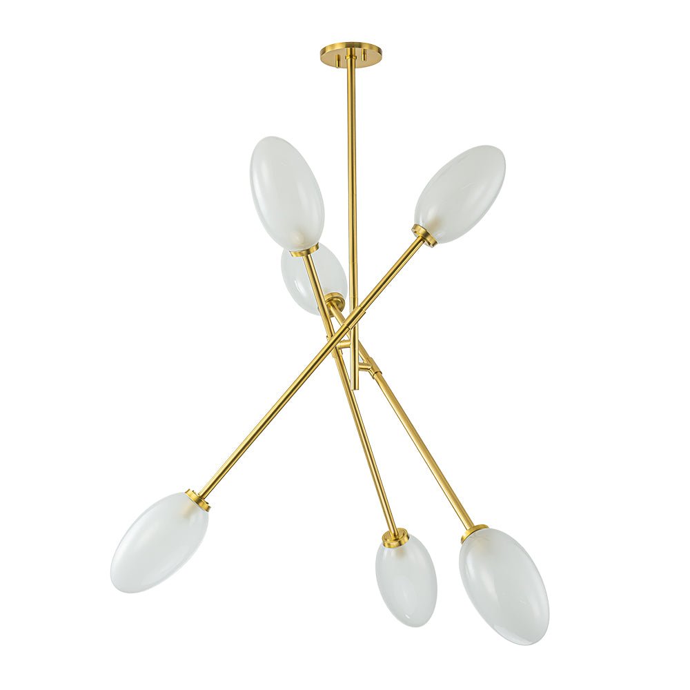 6-Light Frosted Glass Egg Adjustable Sputnik Ceiling Light