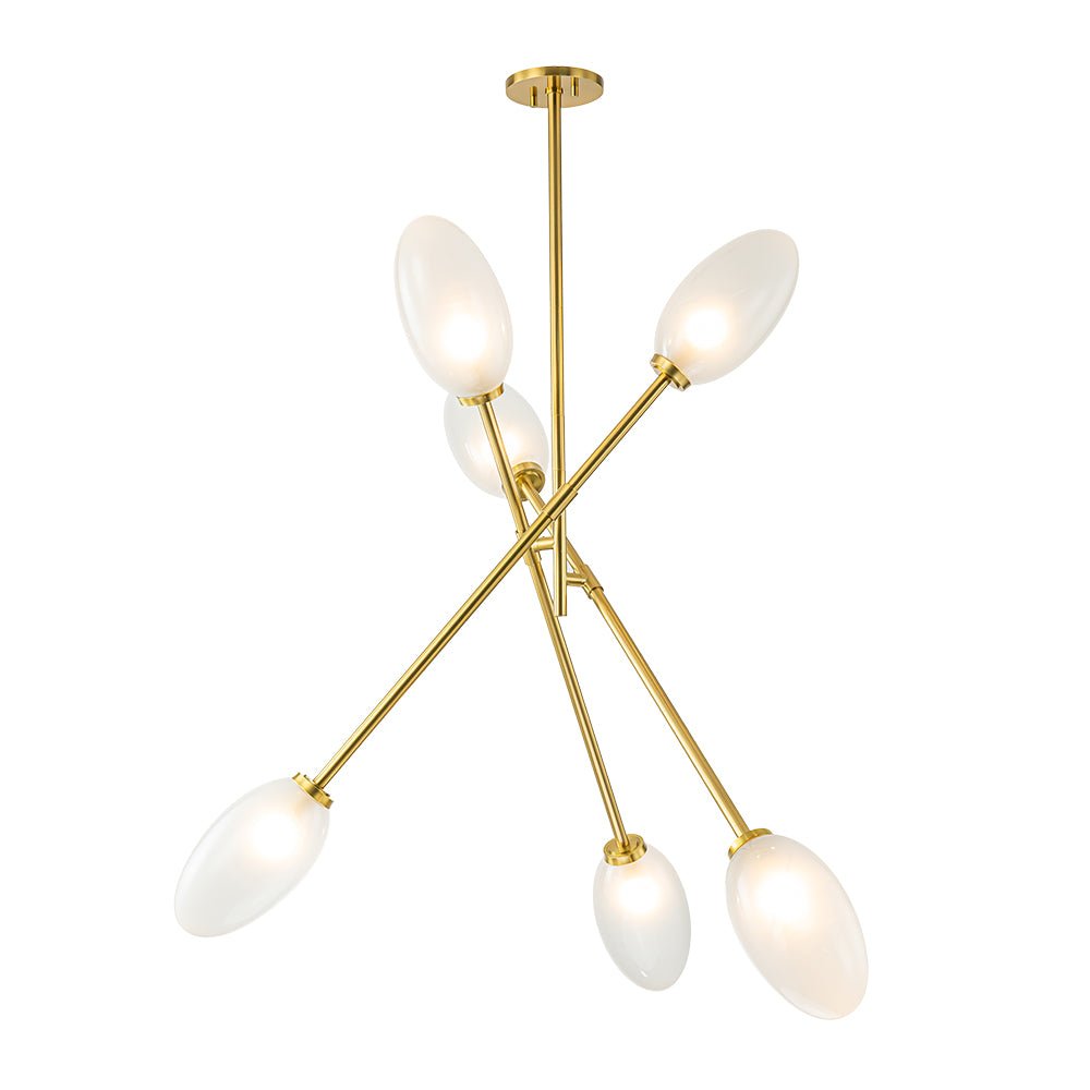 6-Light Frosted Glass Egg Adjustable Sputnik Ceiling Light