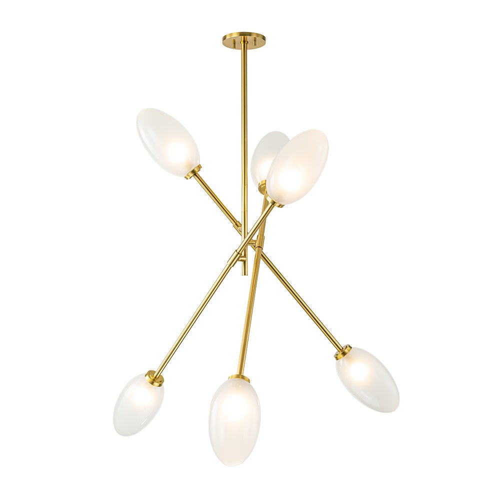 6-Light Frosted Glass Egg Adjustable Sputnik Ceiling Light