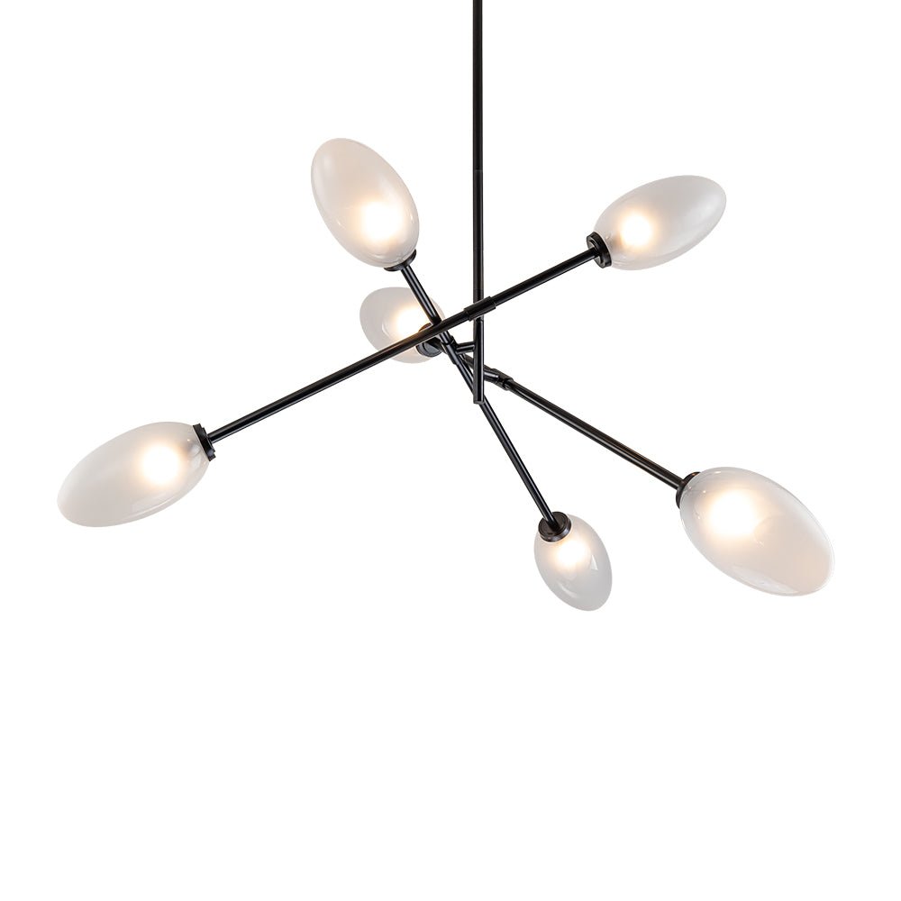 6-Light Frosted Glass Egg Adjustable Sputnik Ceiling Light