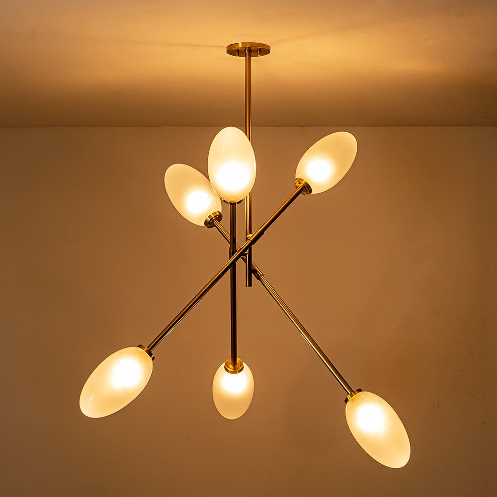 6-Light Frosted Glass Egg Adjustable Sputnik Ceiling Light