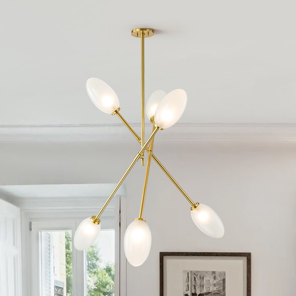 6-Light Frosted Glass Egg Adjustable Sputnik Ceiling Light