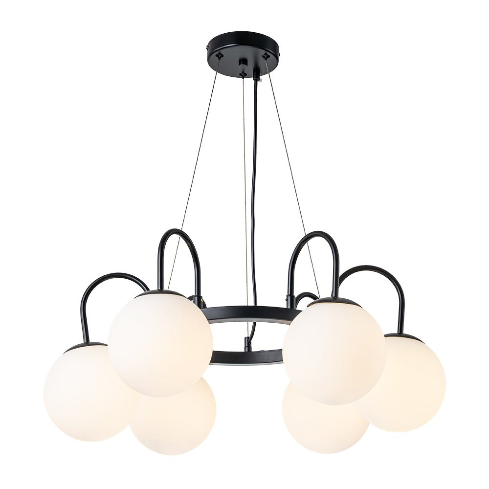 6-Light Frosted Glass Globe Bubble Round Chandelier