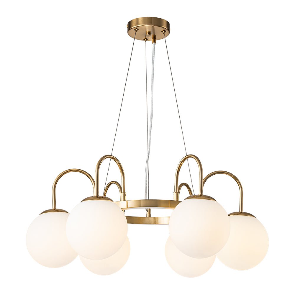 6-Light Frosted Glass Globe Bubble Round Chandelier