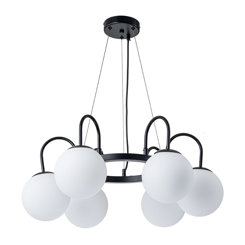 6-Light Frosted Glass Globe Bubble Round Chandelier