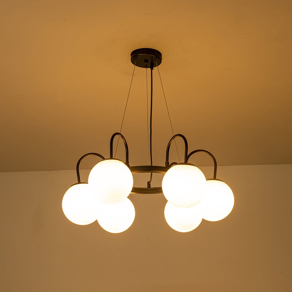 6-Light Frosted Glass Globe Bubble Round Chandelier