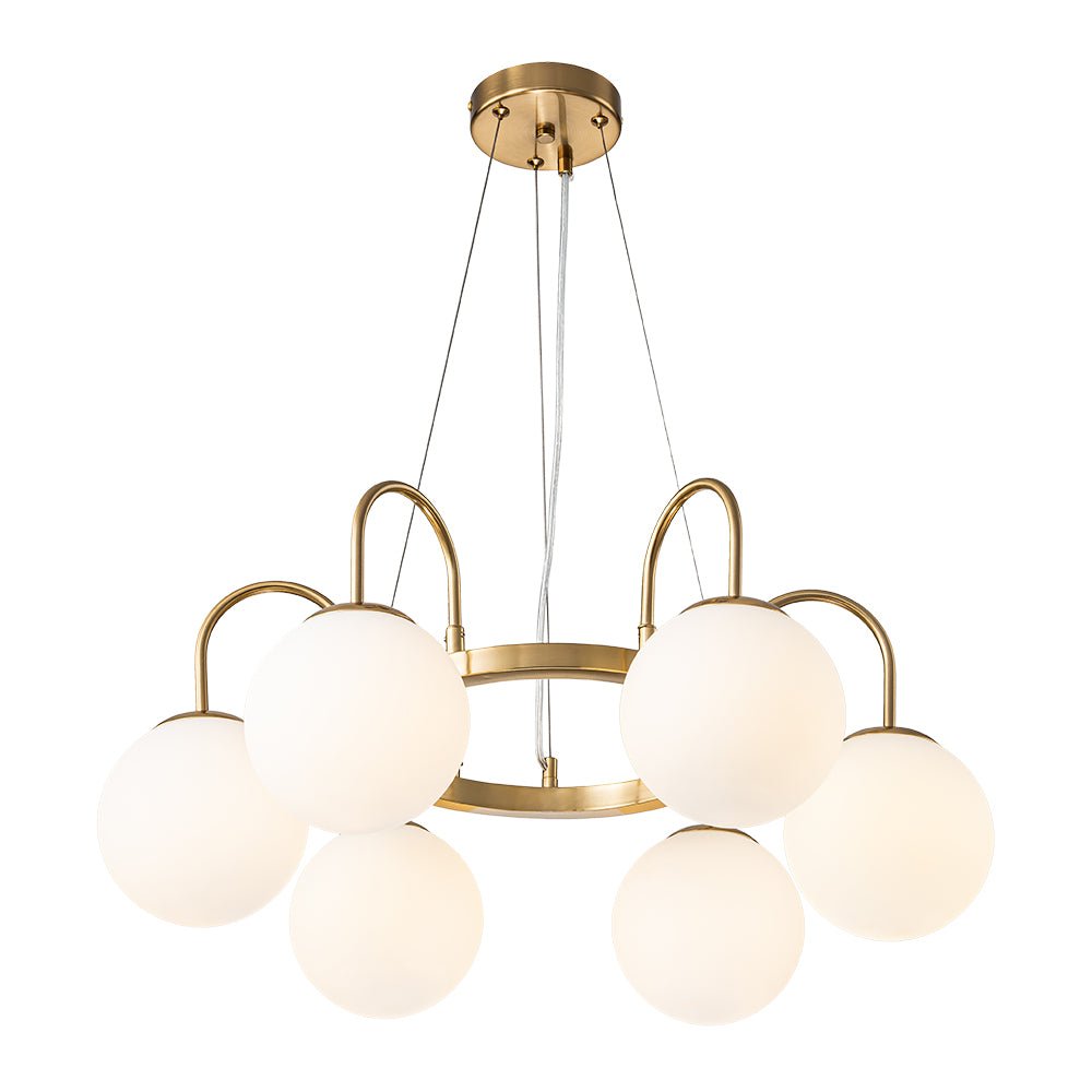 6-Light Frosted Glass Globe Bubble Round Chandelier