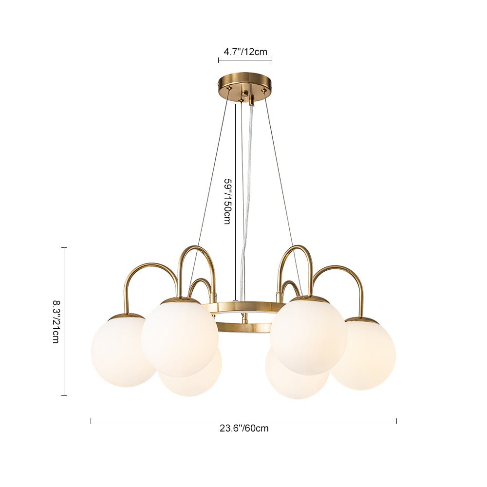 6-Light Frosted Glass Globe Bubble Round Chandelier