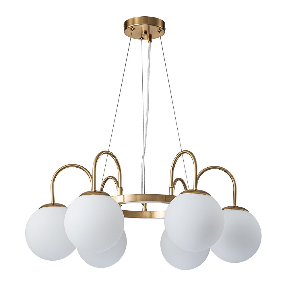6-Light Frosted Glass Globe Bubble Round Chandelier