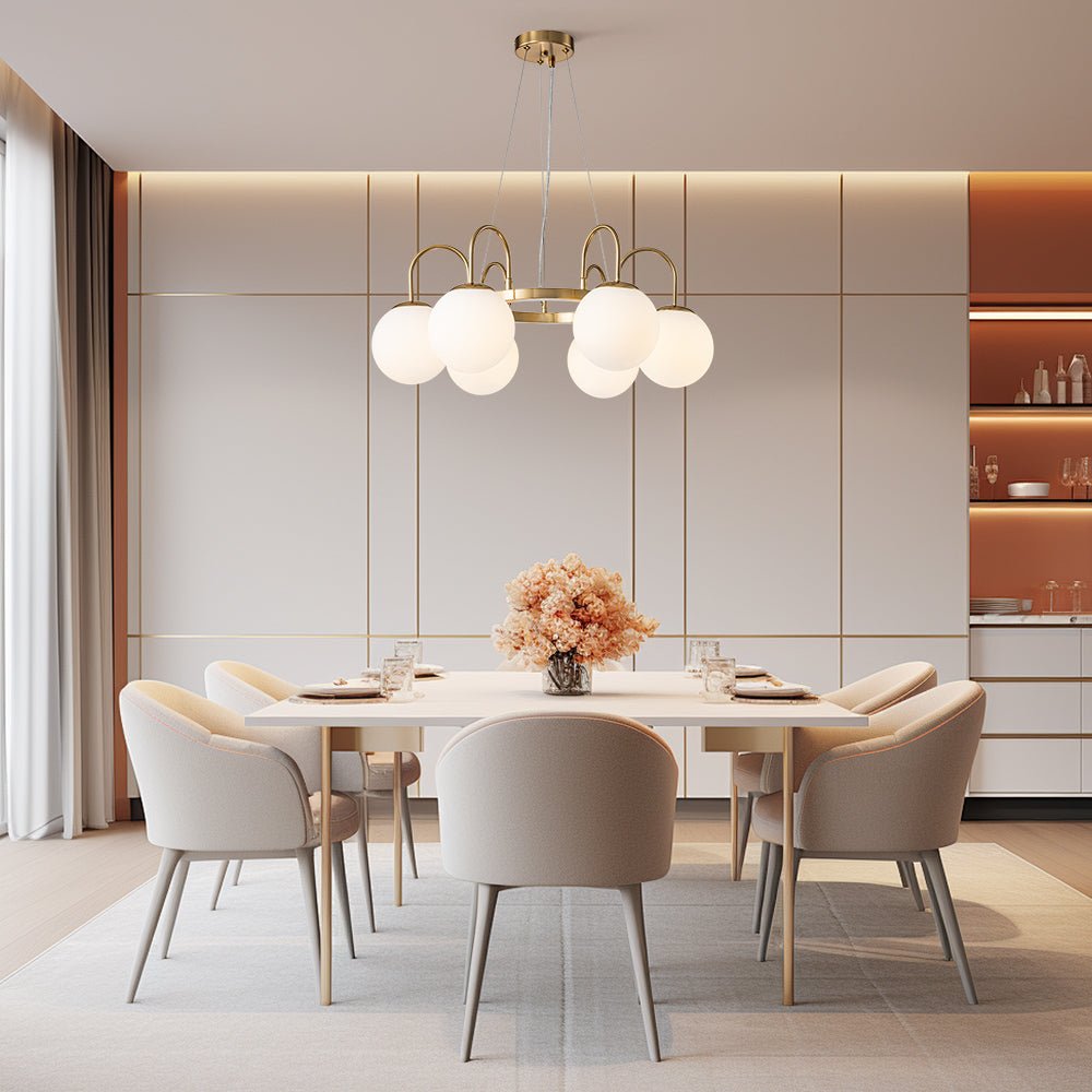 6-Light Frosted Glass Globe Bubble Round Chandelier