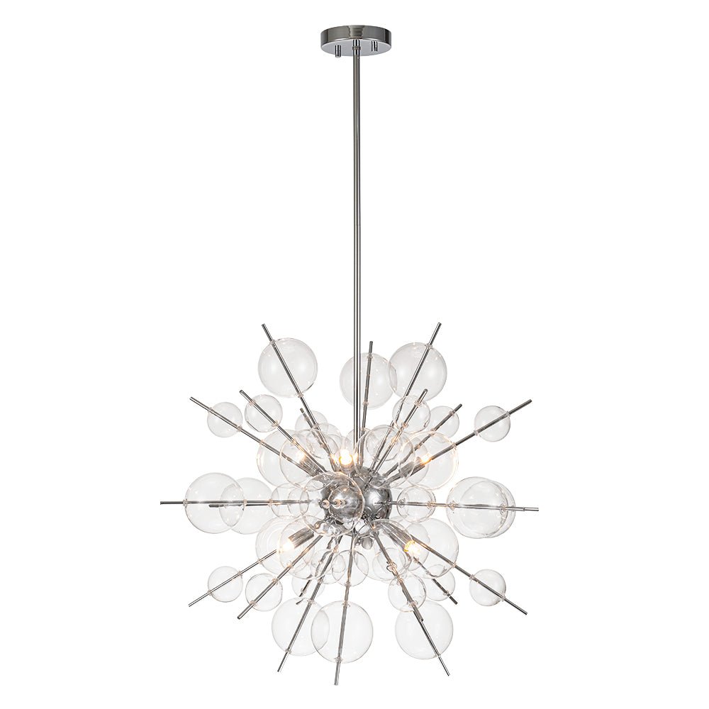6-Light Glass Globe Bubble Sputnik Sunburst Chandelier