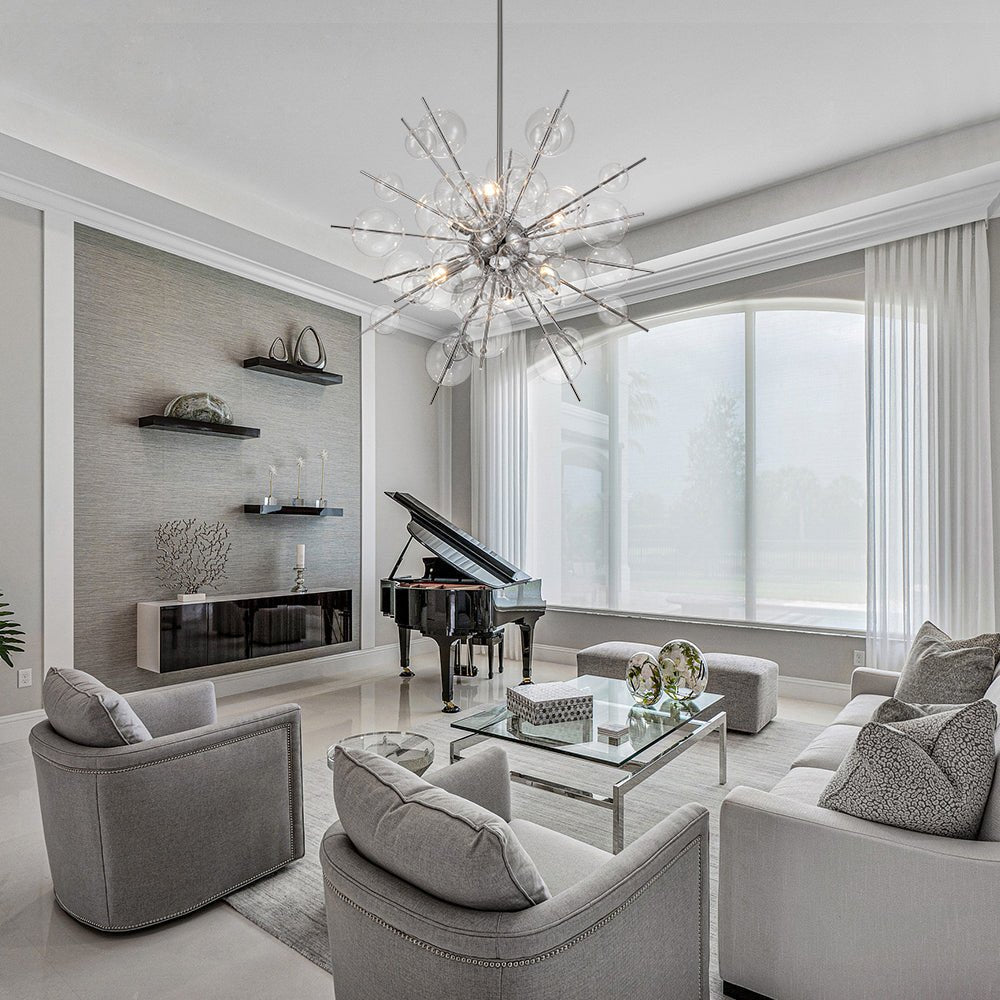 6-Light Glass Globe Bubble Sputnik Sunburst Chandelier