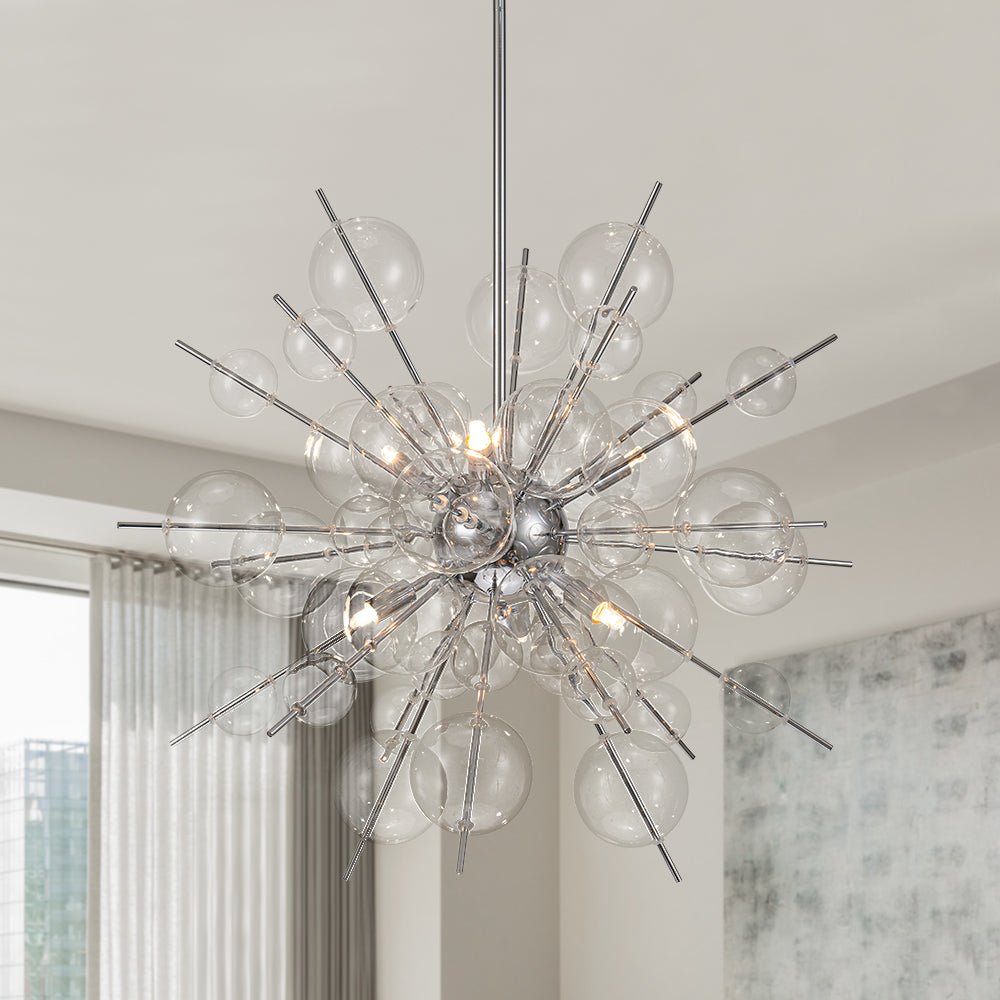 6-Light Glass Globe Bubble Sputnik Sunburst Chandelier