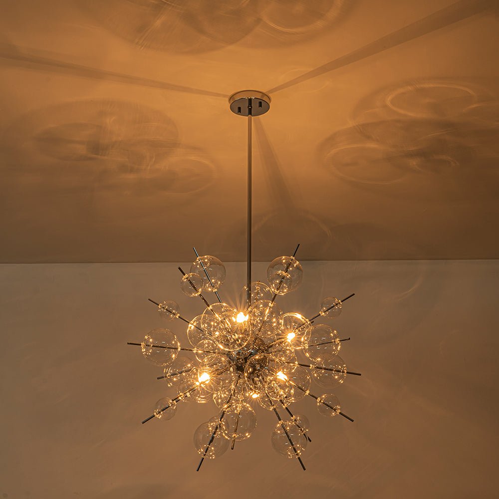 6-Light Glass Globe Bubble Sputnik Sunburst Chandelier
