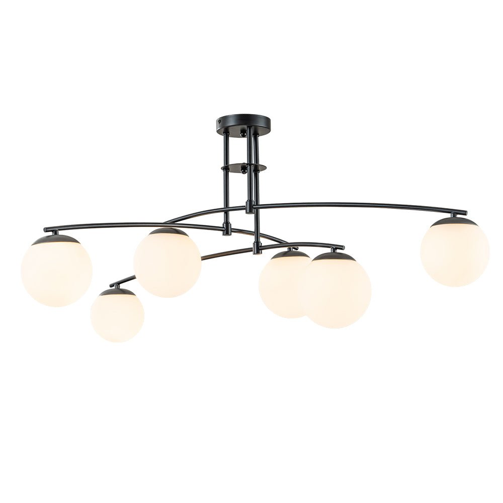 6-Light Milky Glass Globe Linear Sputnik Ceiling Light