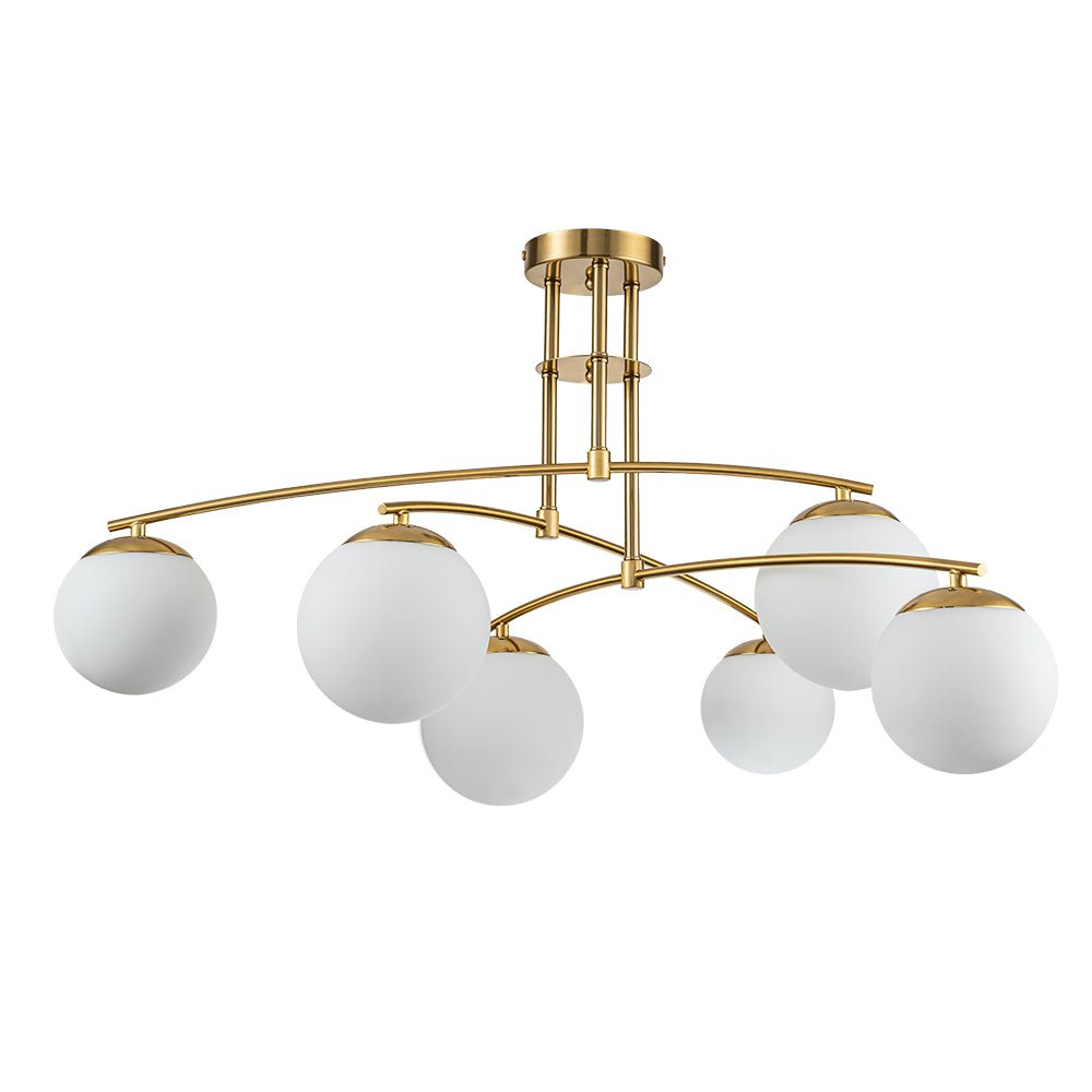 6-Light Milky Glass Globe Linear Sputnik Ceiling Light