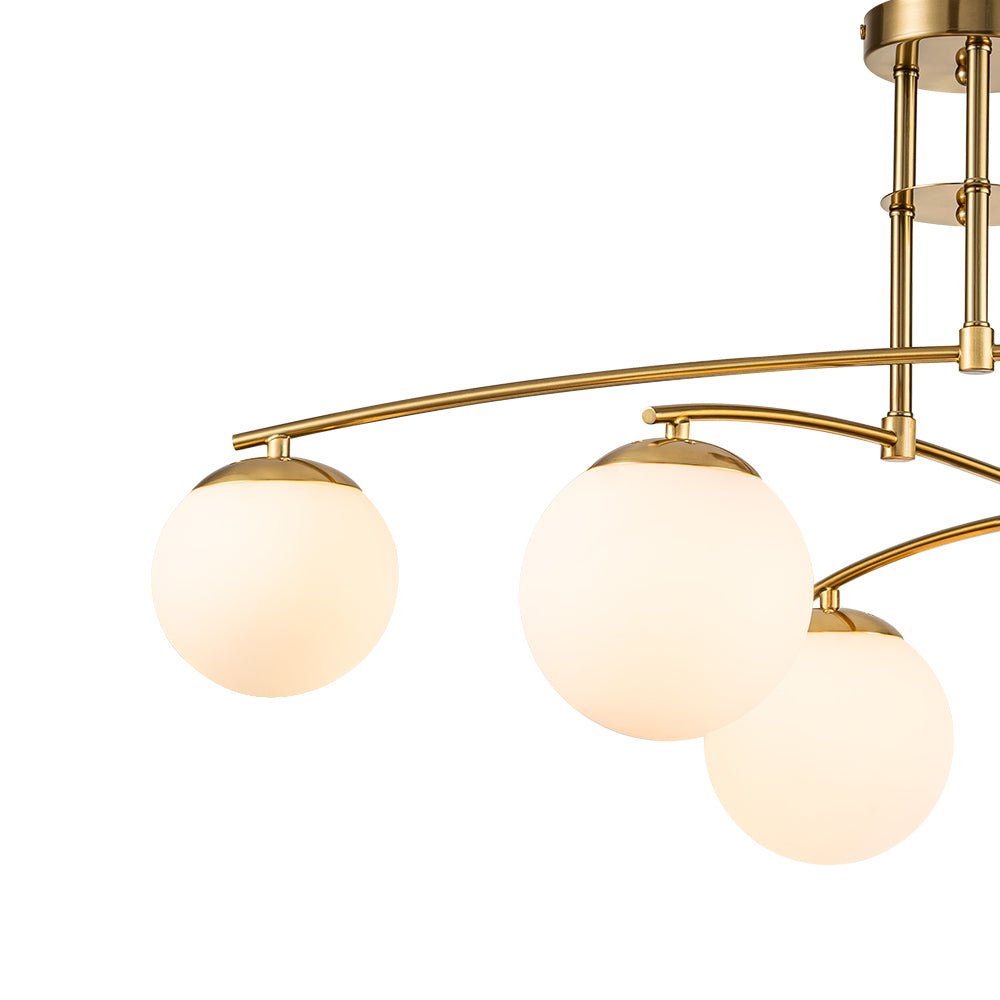 6-Light Milky Glass Globe Linear Sputnik Ceiling Light
