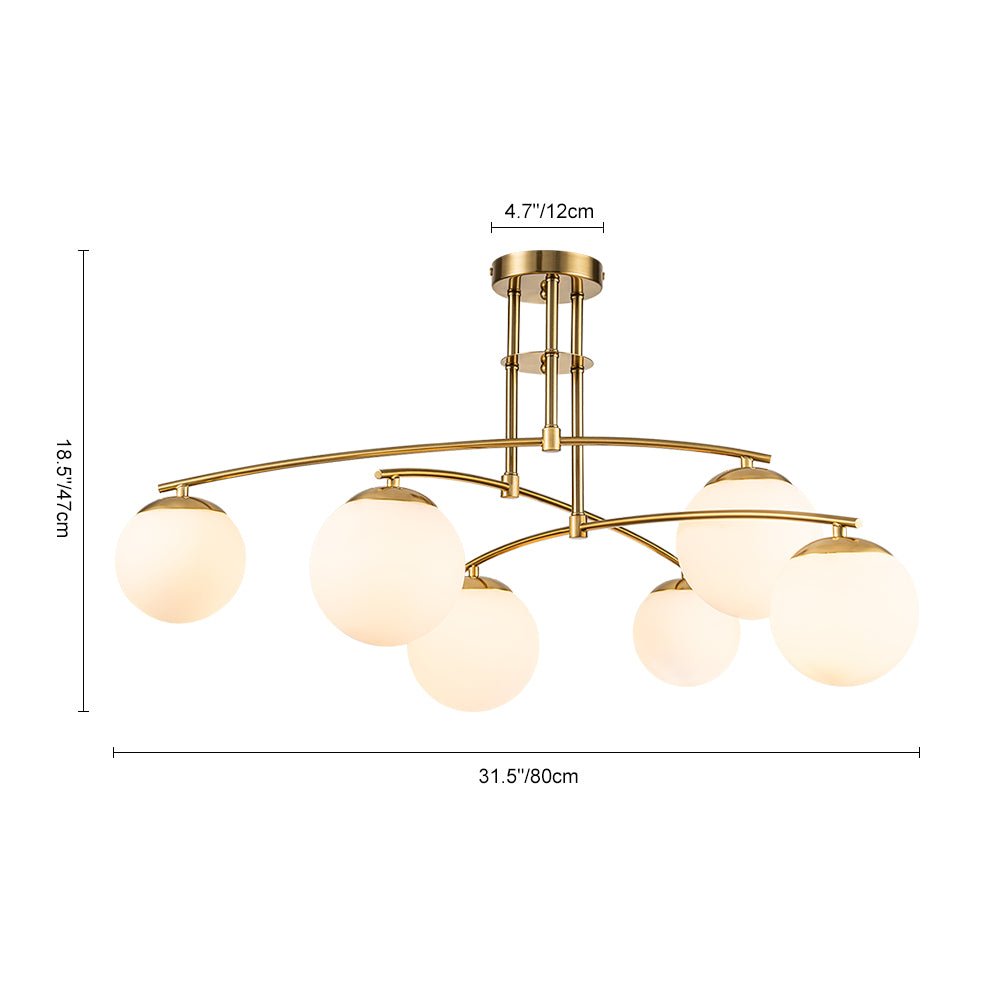 6-Light Milky Glass Globe Linear Sputnik Ceiling Light