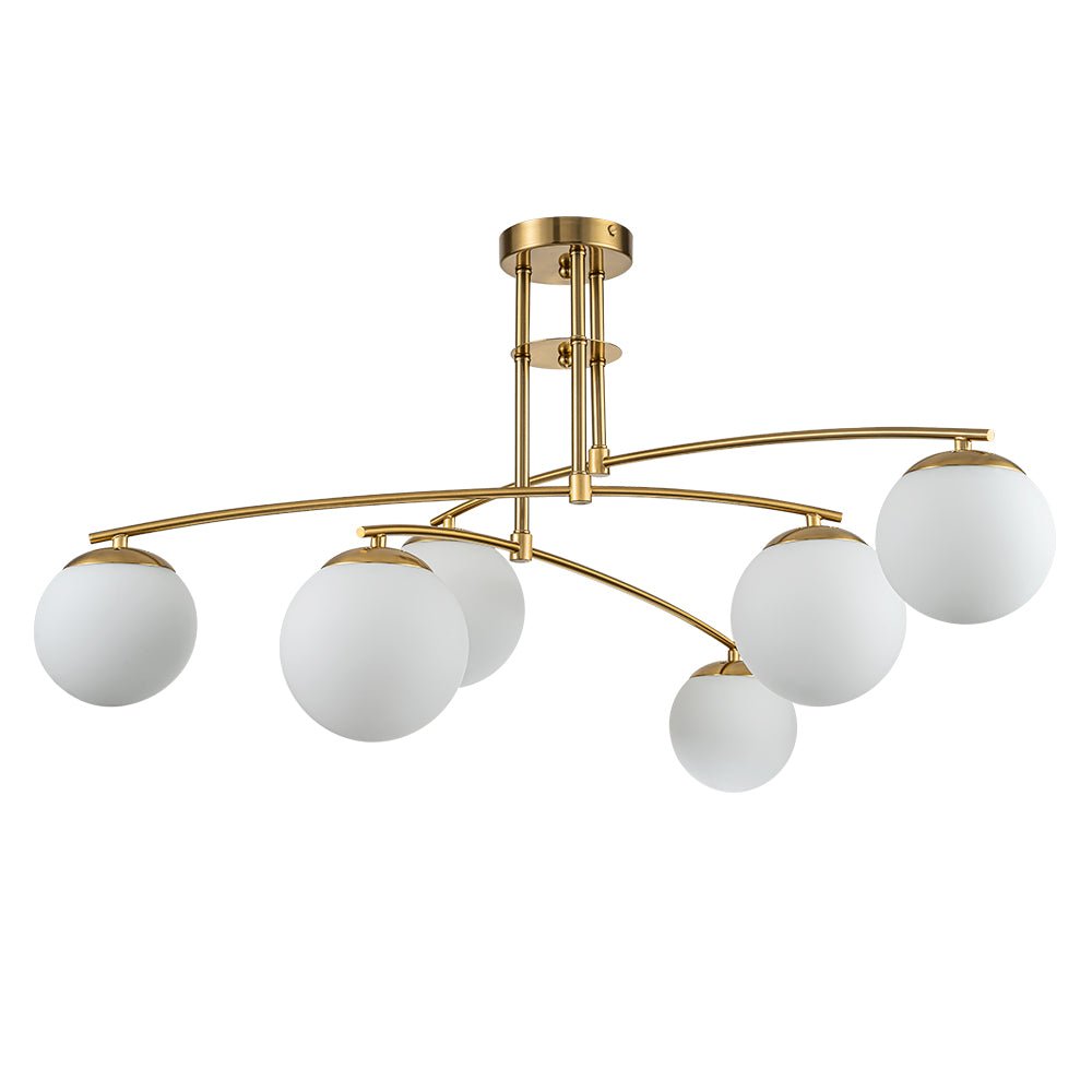 6-Light Milky Glass Globe Linear Sputnik Ceiling Light