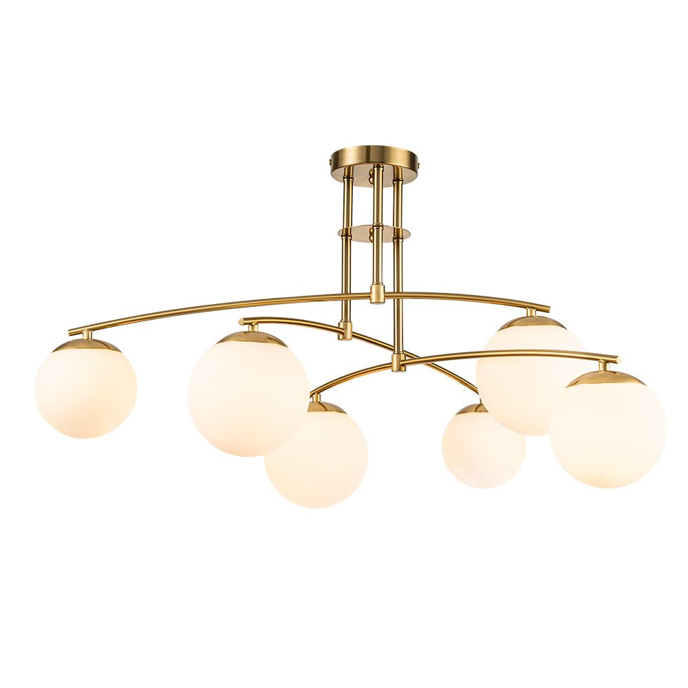 6-Light Milky Glass Globe Linear Sputnik Ceiling Light