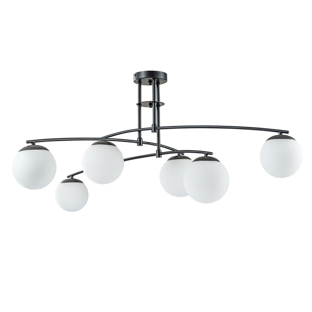 6-Light Milky Glass Globe Linear Sputnik Ceiling Light