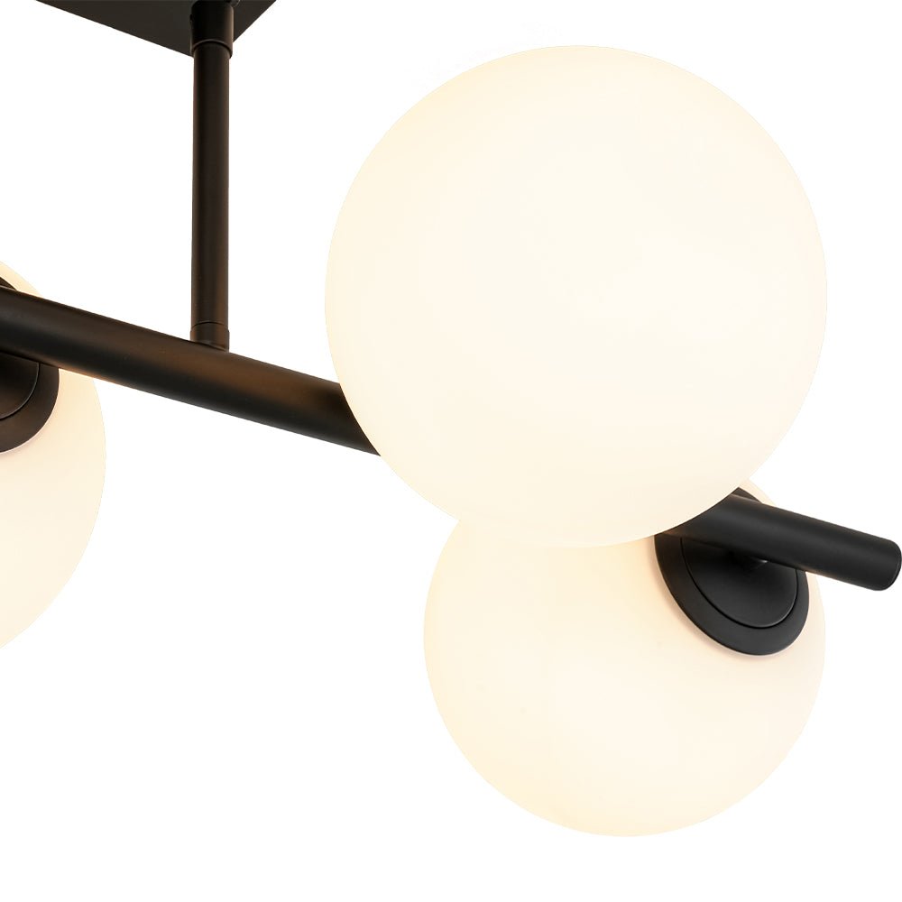 6-Light Opal Glass Globe Linear Island Chandelier