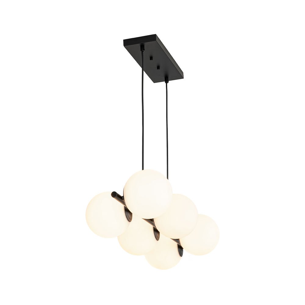 6-Light Opal Glass Globe Linear Island Chandelier
