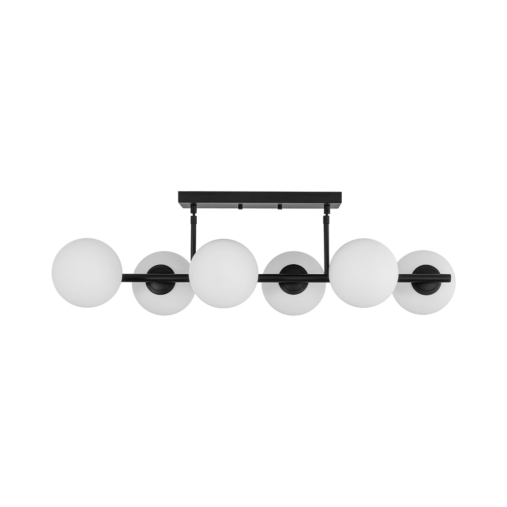 6-Light Opal Glass Globe Linear Island Chandelier