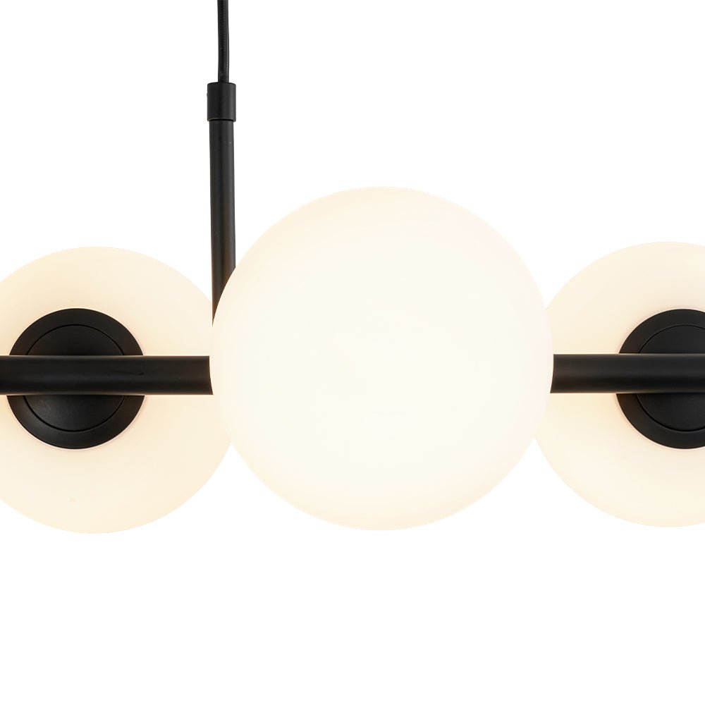 6-Light Opal Glass Globe Linear Island Chandelier