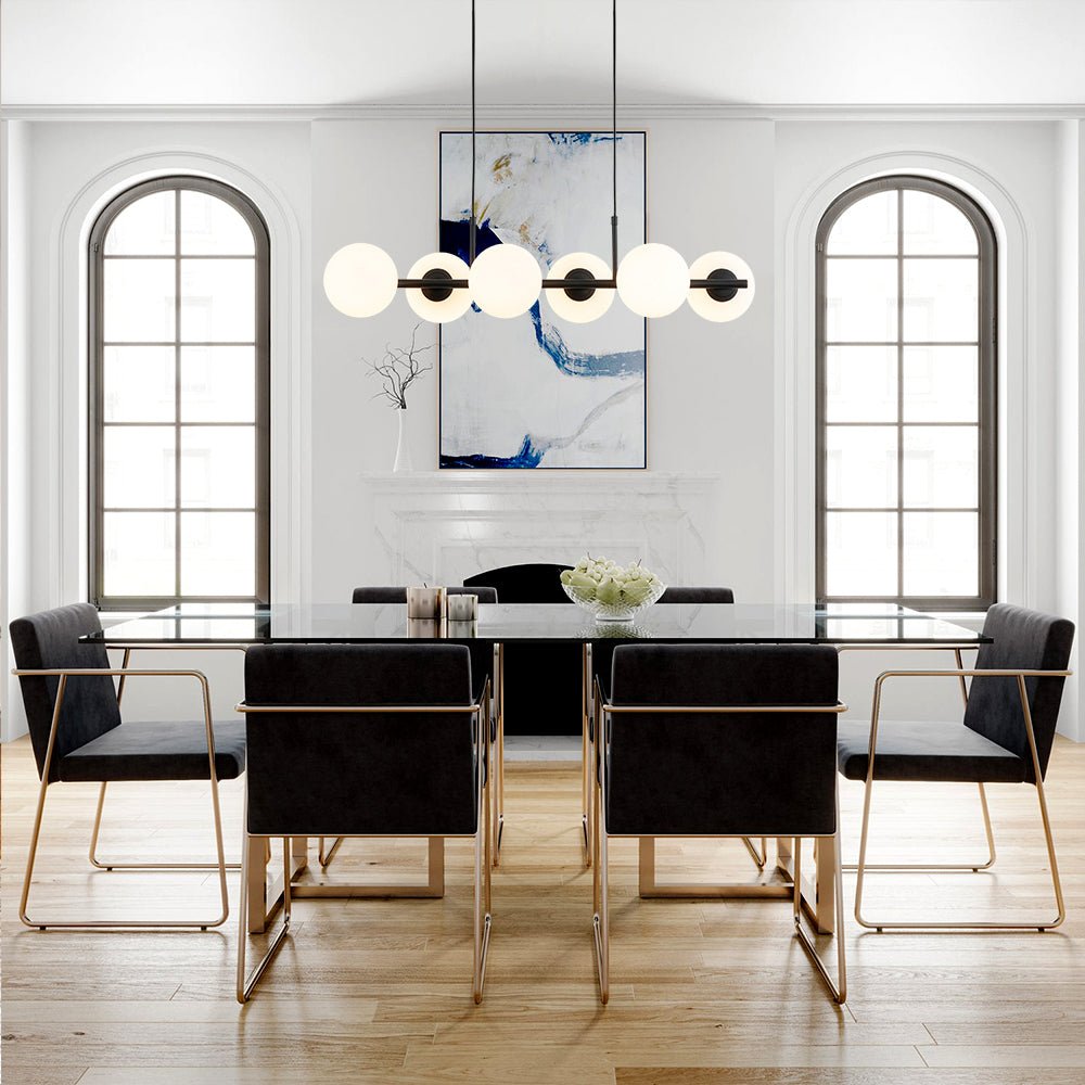 6-Light Opal Glass Globe Linear Island Chandelier