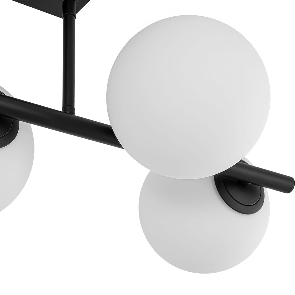6-Light Opal Glass Globe Linear Island Chandelier