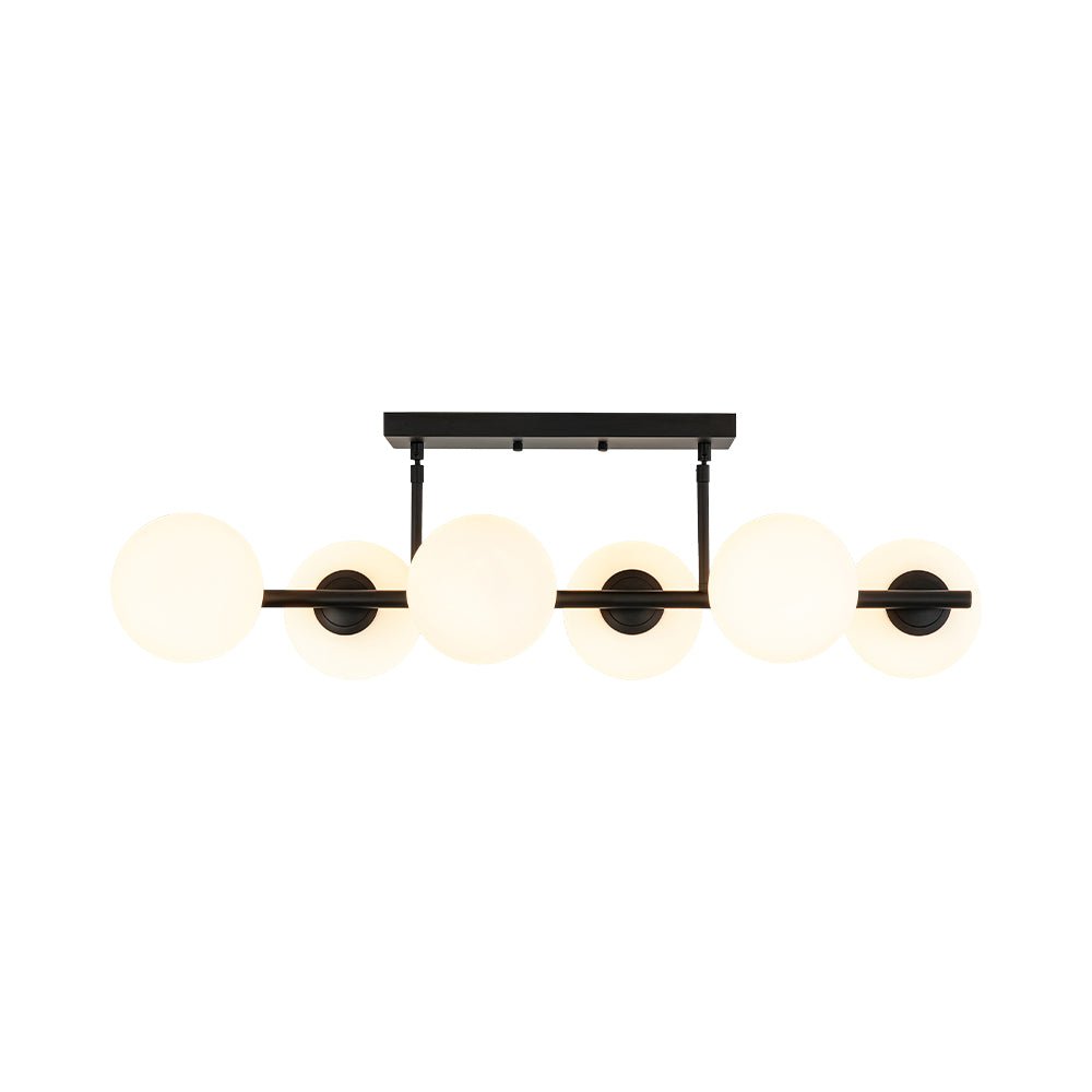 6-Light Opal Glass Globe Linear Island Chandelier