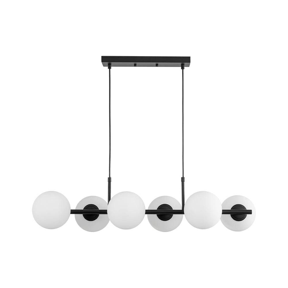 6-Light Opal Glass Globe Linear Island Chandelier