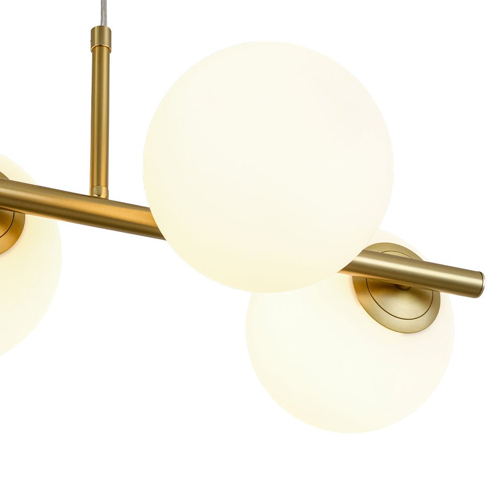 6-Light Opal Glass Globe Linear Island Chandelier