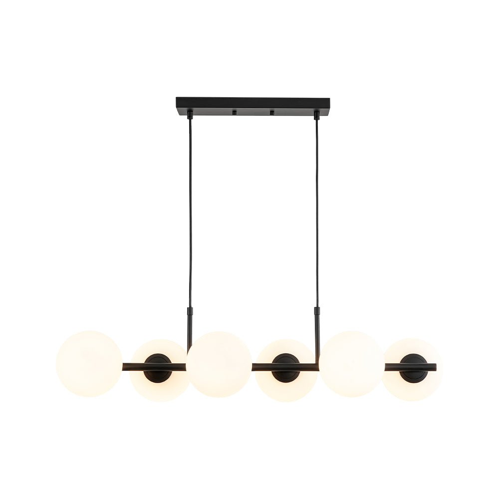 6-Light Opal Glass Globe Linear Island Chandelier