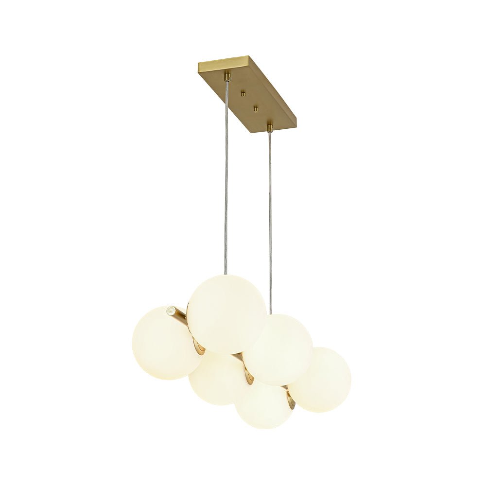 6-Light Opal Glass Globe Linear Island Chandelier