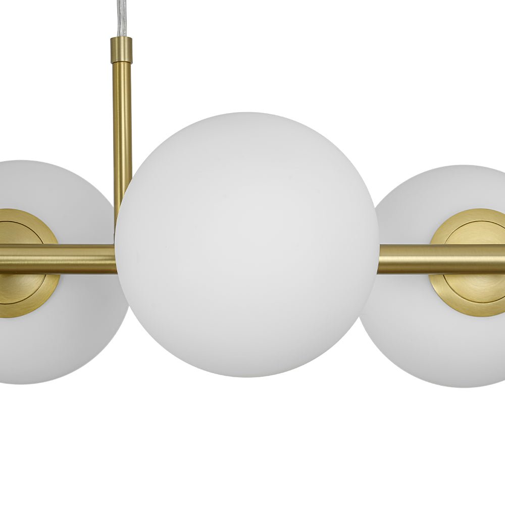 6-Light Opal Glass Globe Linear Island Chandelier