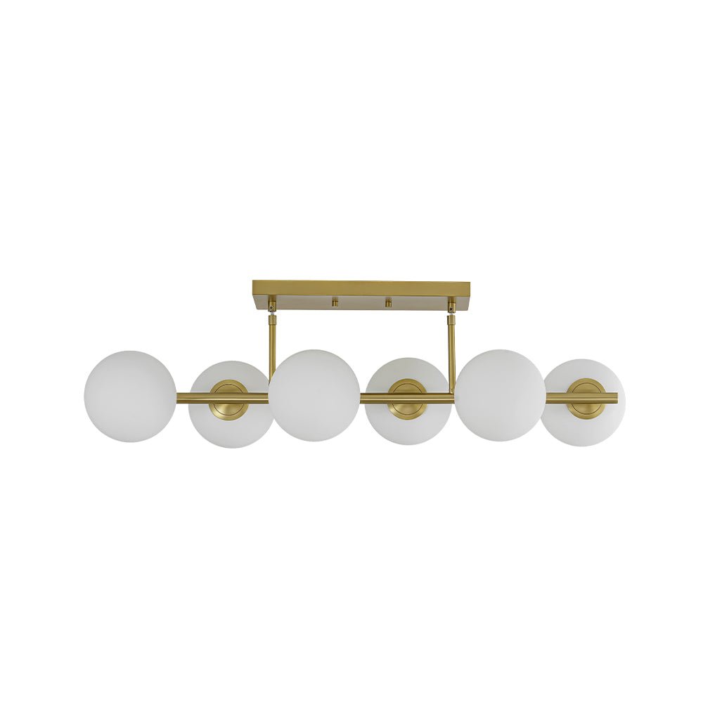 6-Light Opal Glass Globe Linear Island Chandelier