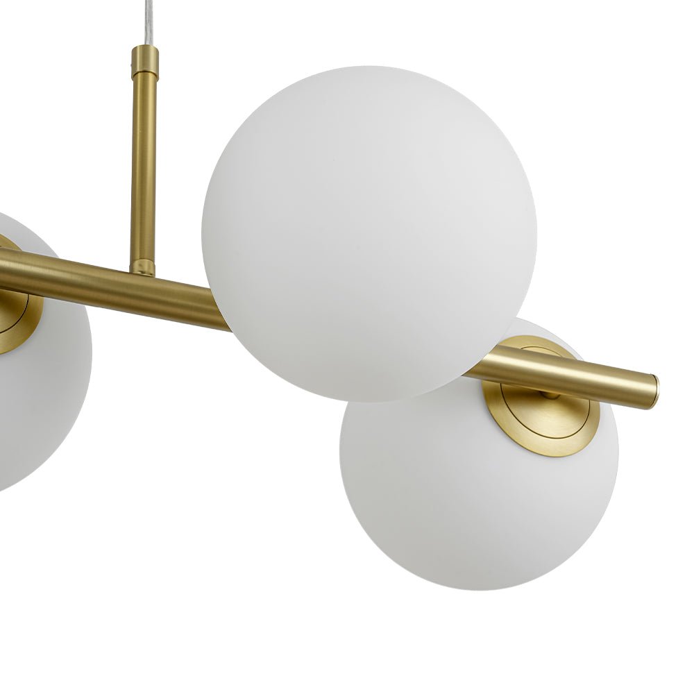 6-Light Opal Glass Globe Linear Island Chandelier