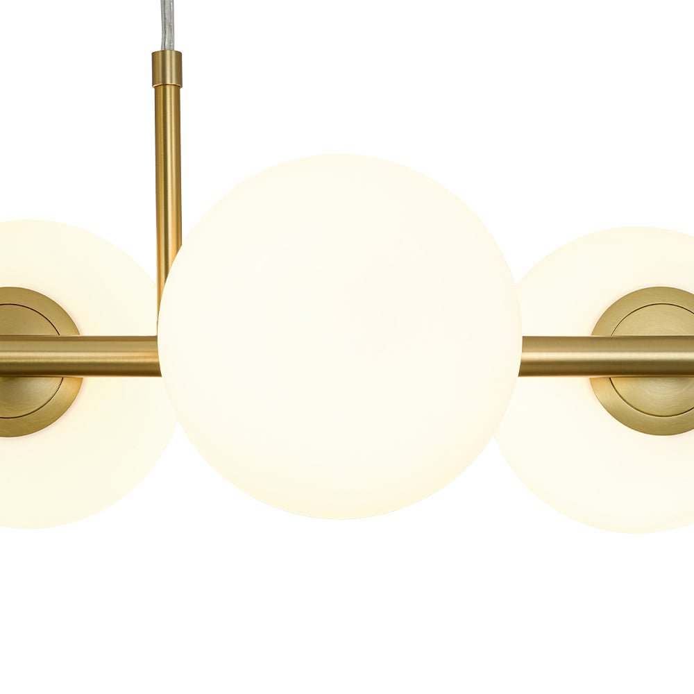 6-Light Opal Glass Globe Linear Island Chandelier